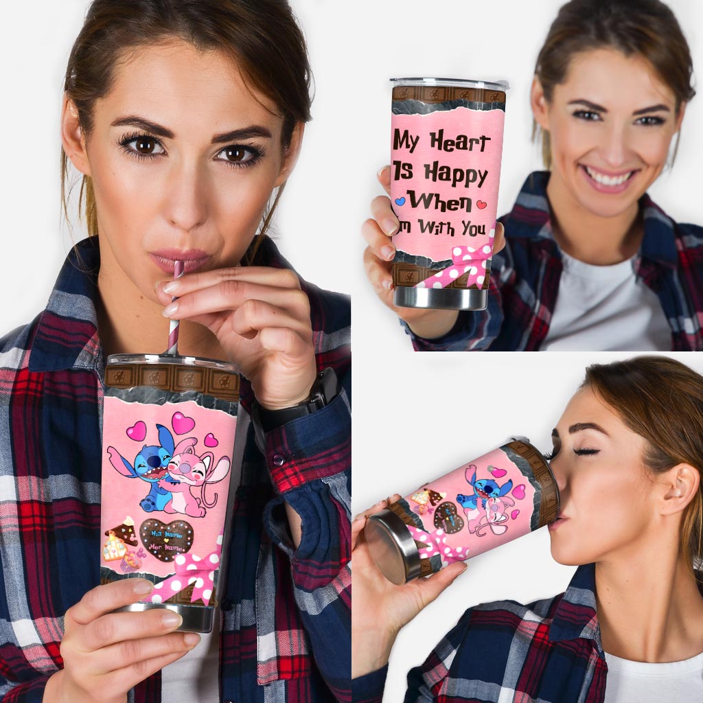 Personalized Couple Tumbler My Heart Is Happy Gift for Partner Tumbler GradoCreations