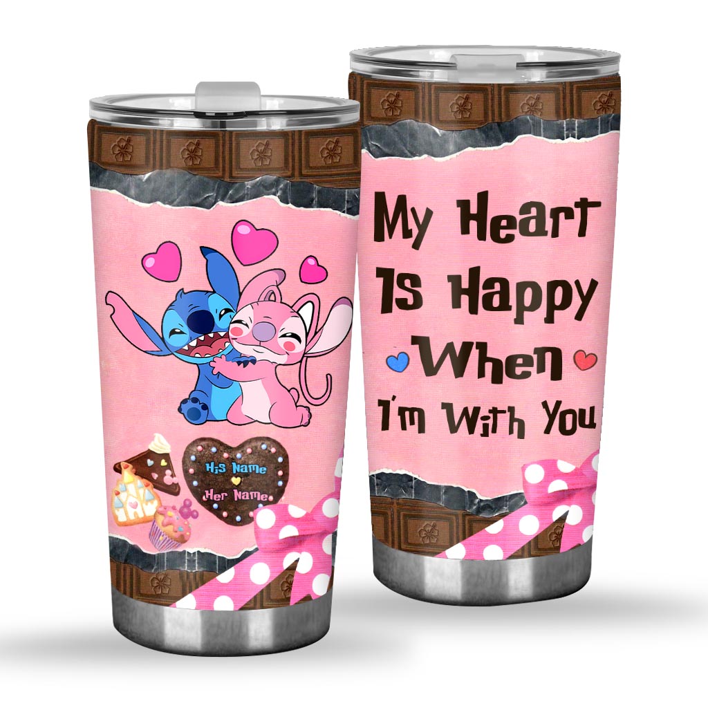Personalized Couple Tumbler My Heart Is Happy Gift for Partner Tumbler GradoCreations
