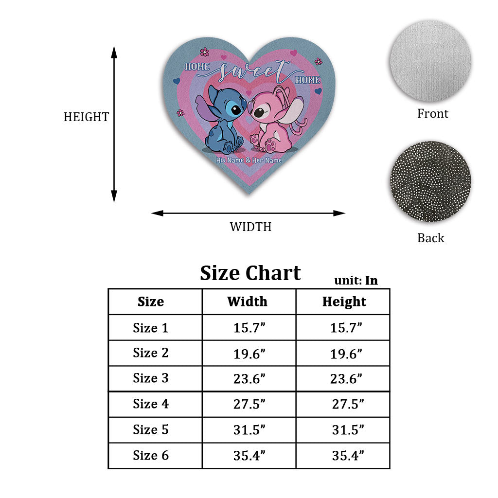 Personalized Heart-Shaped Doormat for Couples Home Decor Gift Shaped Doormat GradoCreations