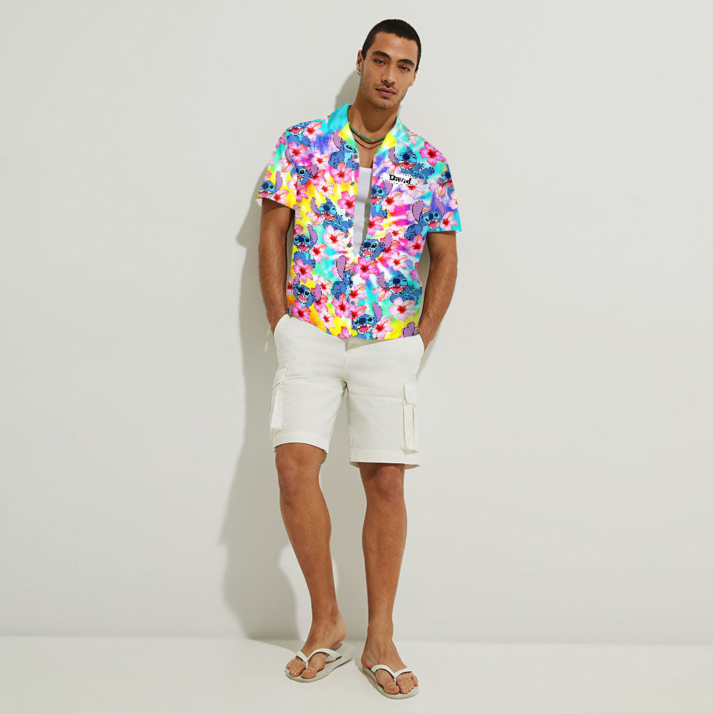 Personalized Hawaiian Shirt with Stitch Design for Him | Ohana Gift Hawaiian Shirt GradoCreations