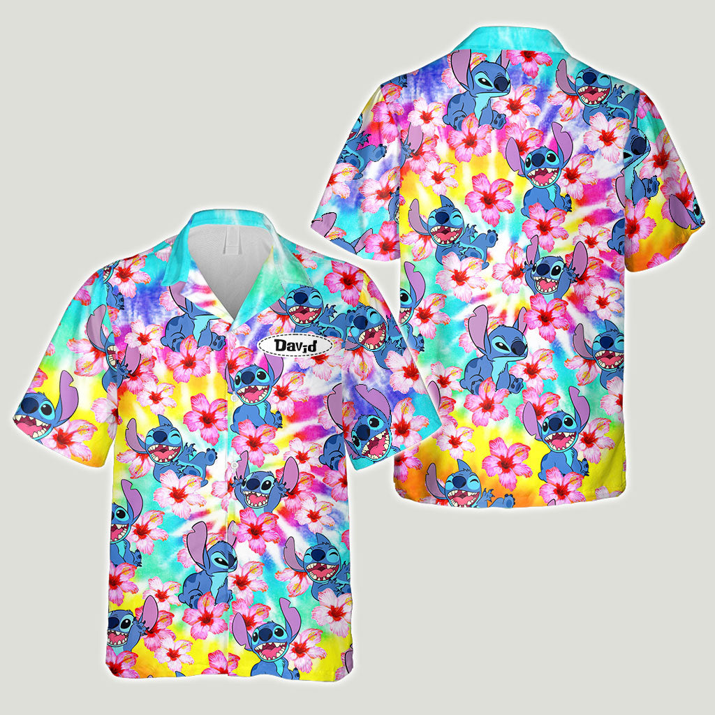 Personalized Hawaiian Shirt with Stitch Design for Him | Ohana Gift Hawaiian Shirt GradoCreations