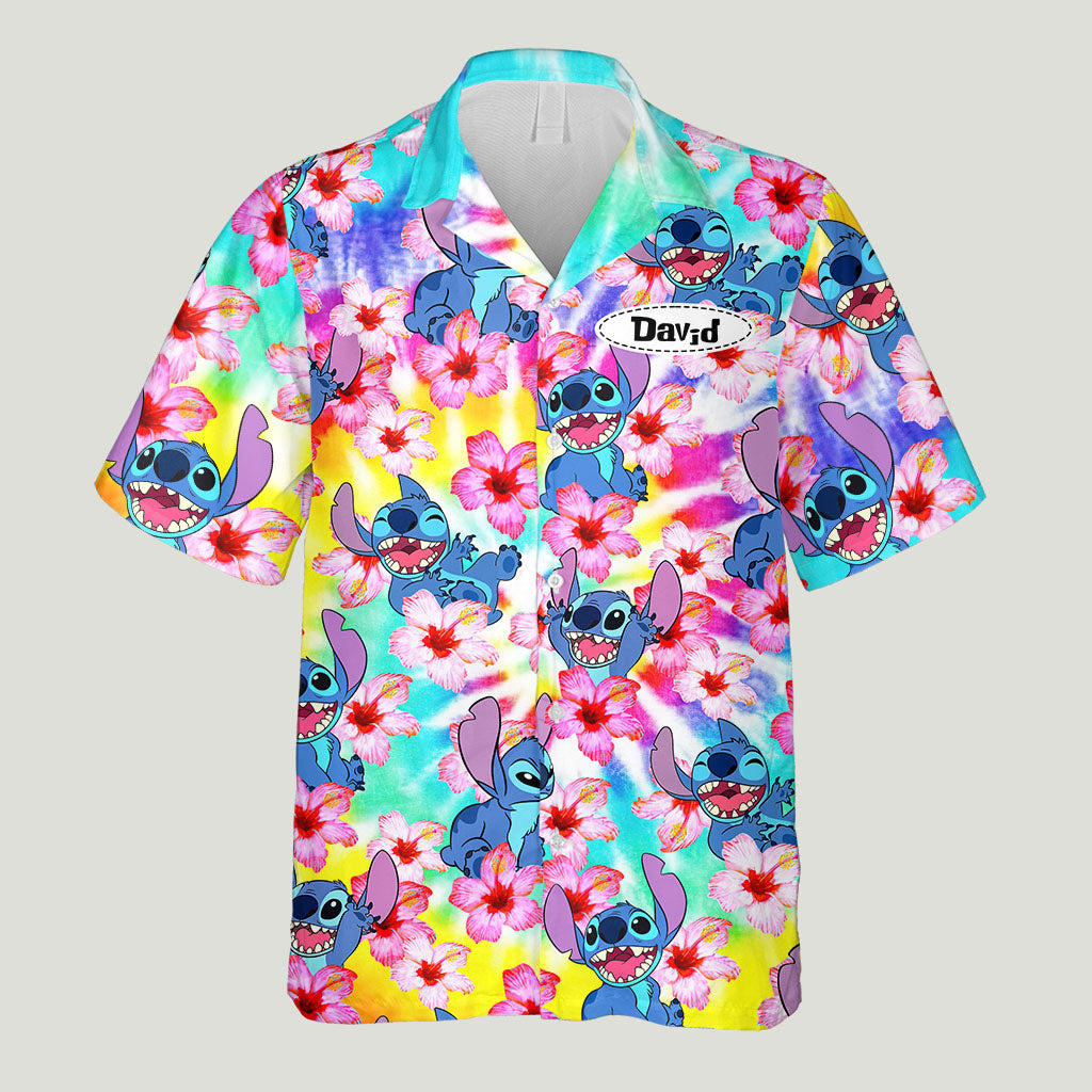 Personalized Hawaiian Shirt with Stitch Design for Him | Ohana Gift Hawaiian Shirt GradoCreations