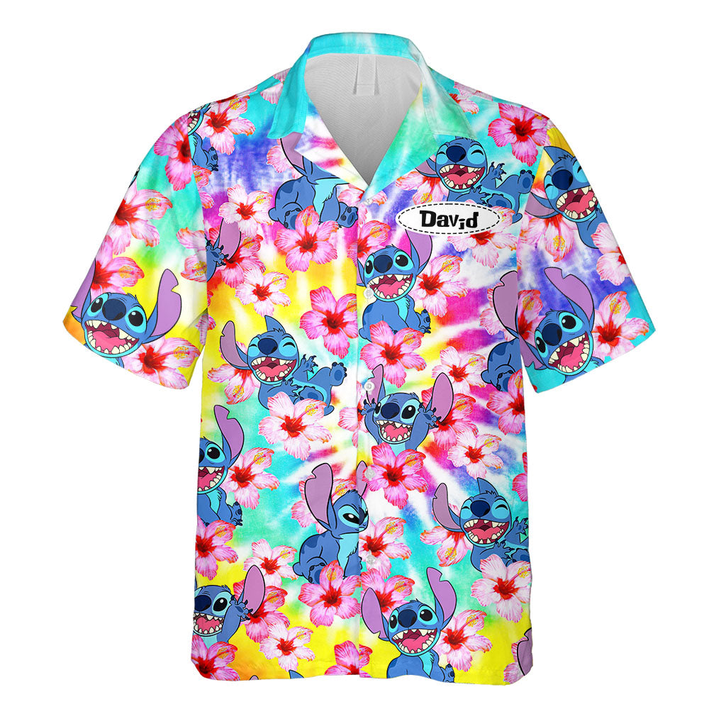 Personalized Hawaiian Shirt with Stitch Design for Him | Ohana Gift Hawaiian Shirt GradoCreations