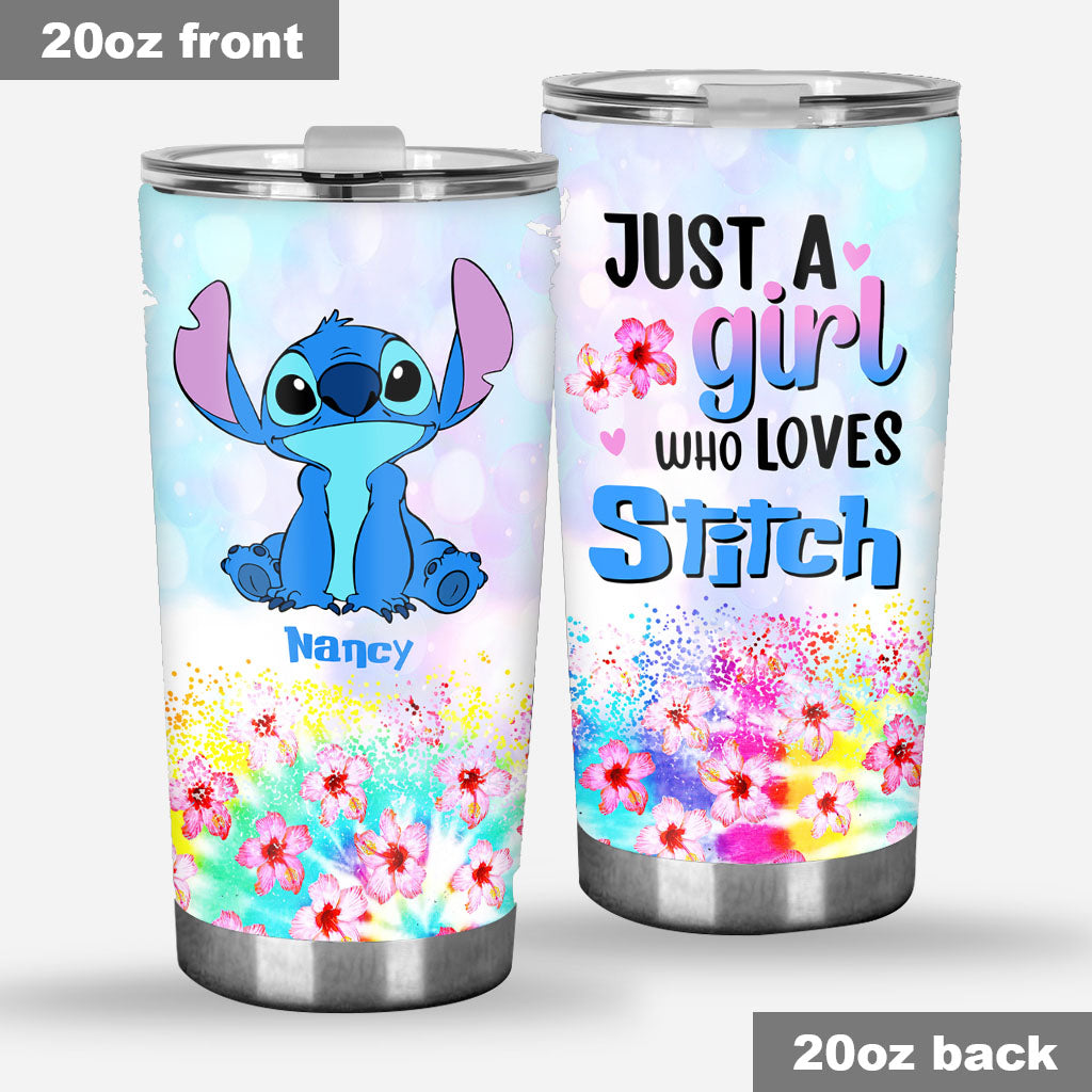 Personalized Just A Girl Tumbler with Stitch Design for Her Tumbler GradoCreations