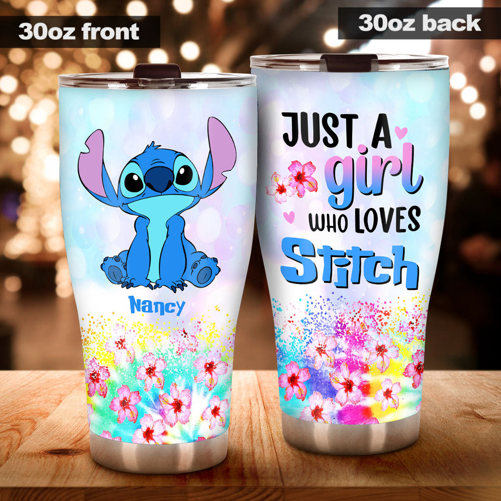 Personalized Just A Girl Tumbler with Stitch Design for Her Tumbler GradoCreations