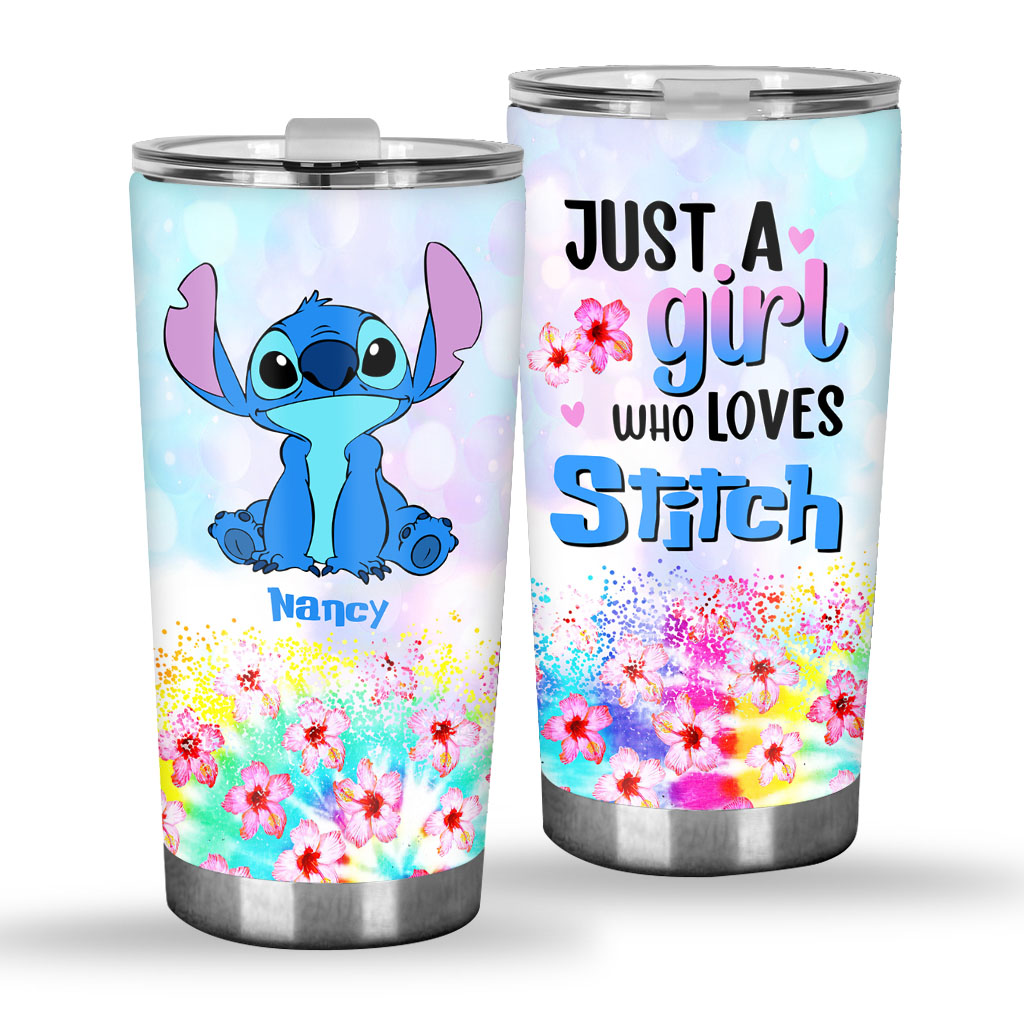 Personalized Just A Girl Tumbler with Stitch Design for Her Tumbler GradoCreations