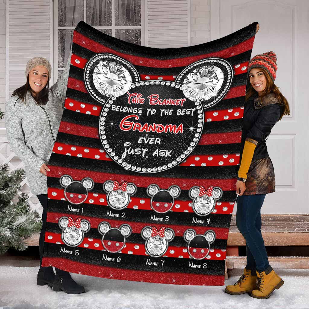 Personalized Grandma Blanket 3D Mouse Ears Custom Name Gift Blanket GradoCreations