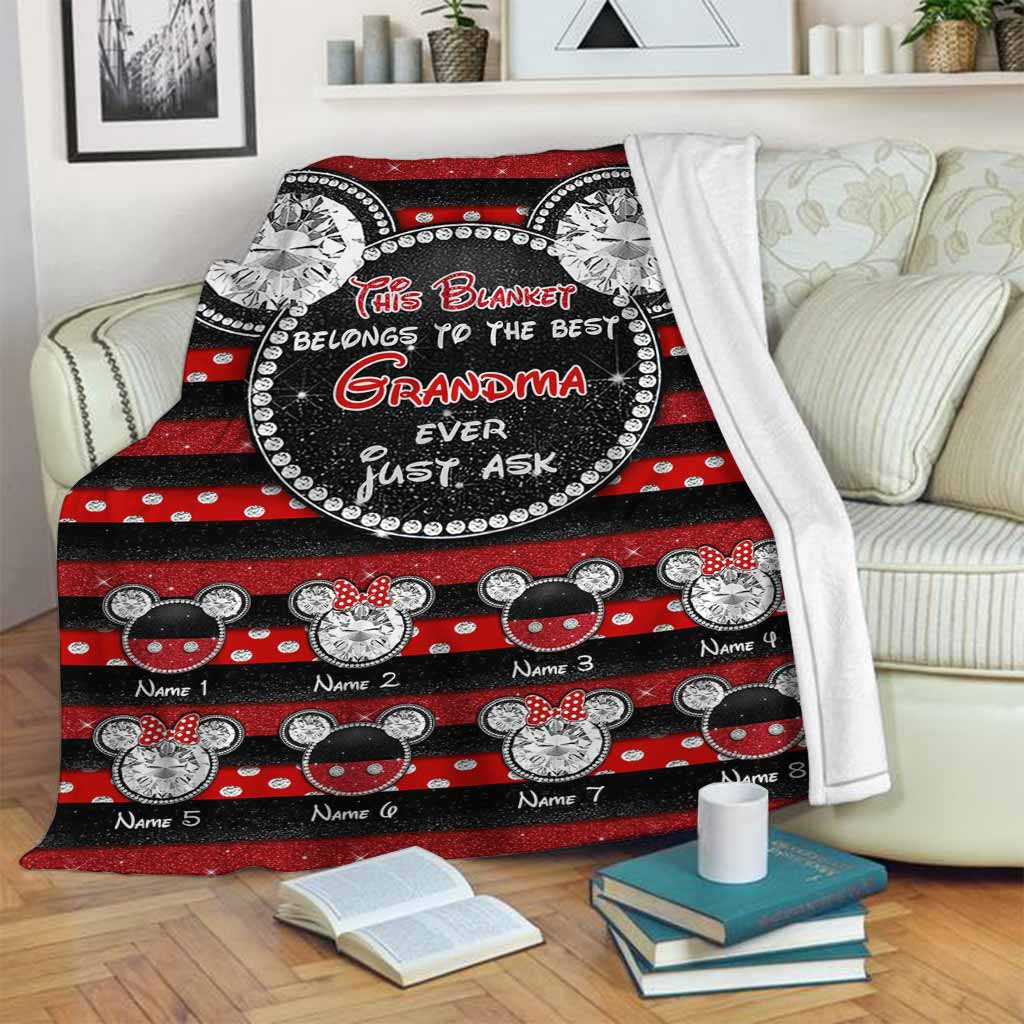 Personalized Grandma Blanket 3D Mouse Ears Custom Name Gift Blanket GradoCreations