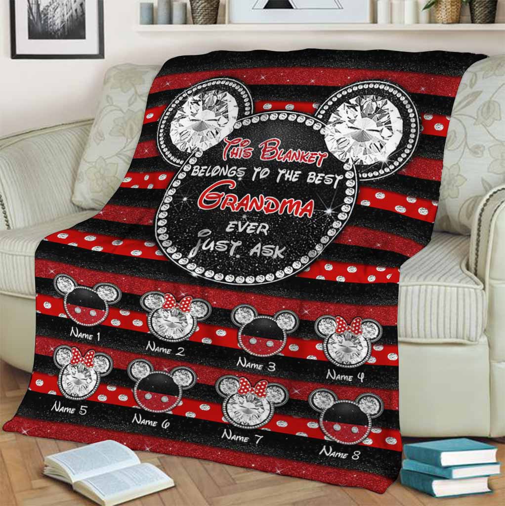 Personalized Grandma Blanket 3D Mouse Ears Custom Name Gift Blanket GradoCreations