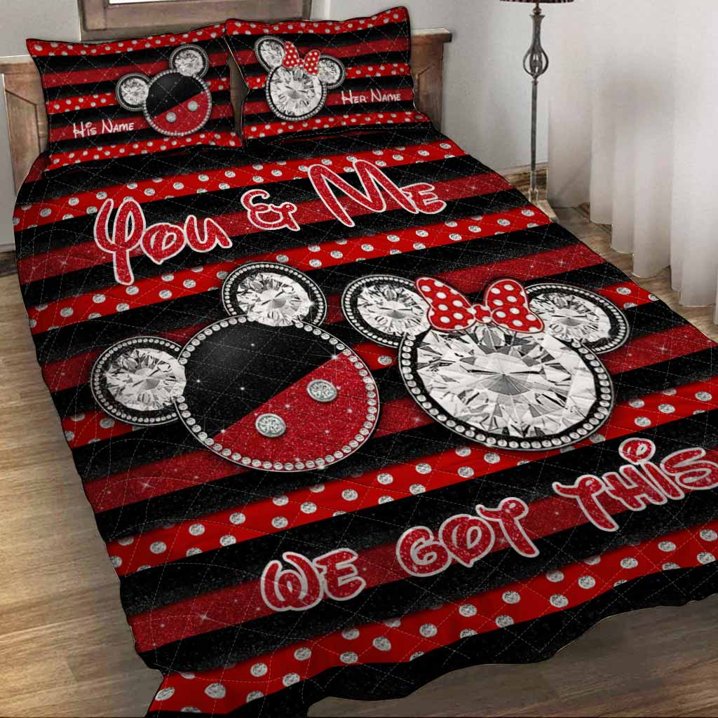 Personalized Couple Mouse Quilt Set with 3D Print for Anniversary or Valentine's Day Quilt Set GradoCreations