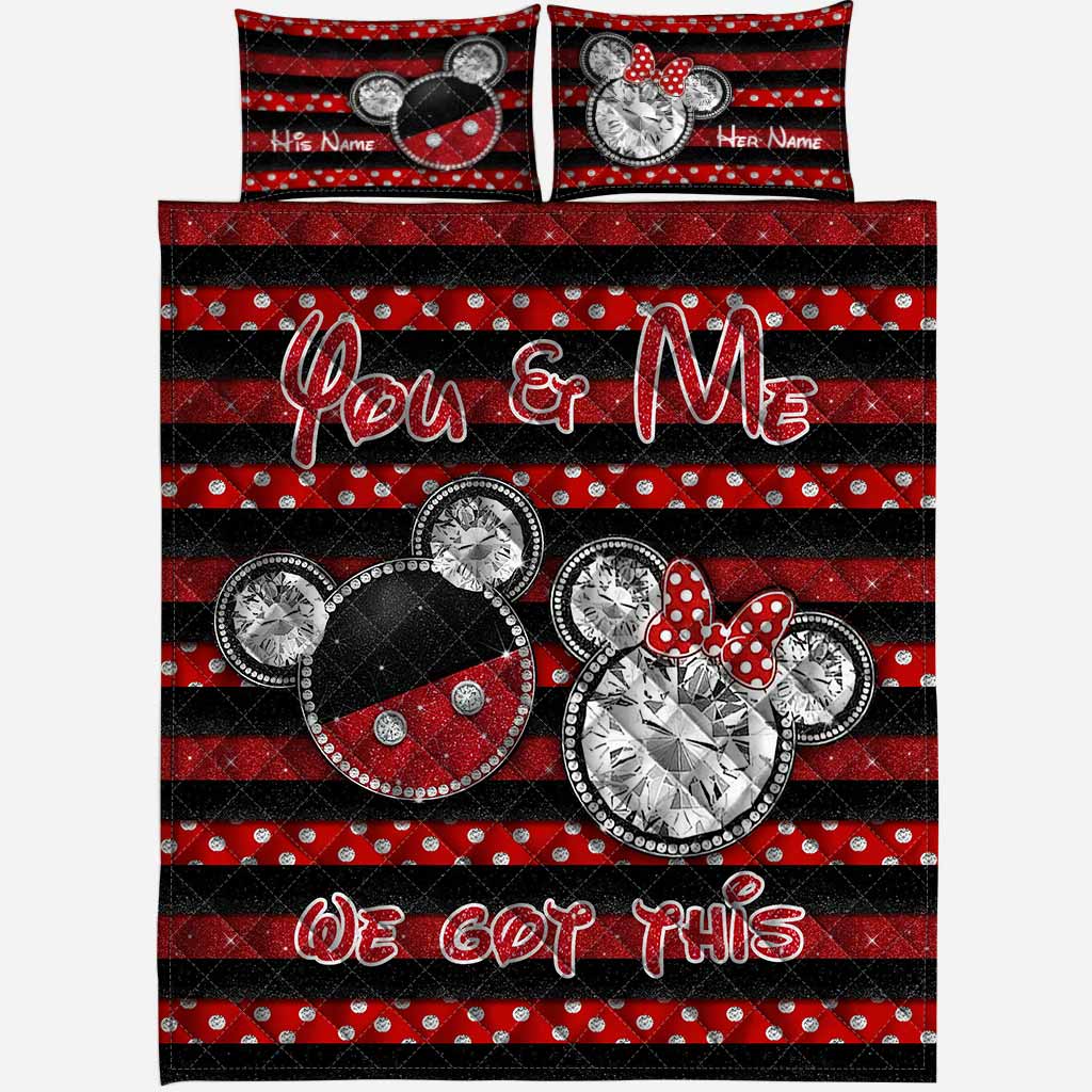 Personalized Couple Mouse Quilt Set with 3D Print for Anniversary or Valentine's Day Quilt Set GradoCreations
