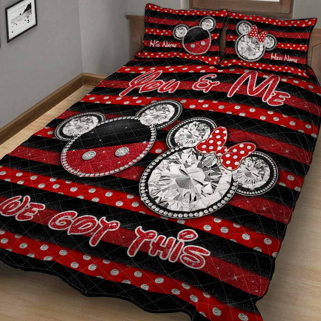 Personalized Couple Mouse Quilt Set with 3D Print for Anniversary or Valentine's Day Quilt Set GradoCreations