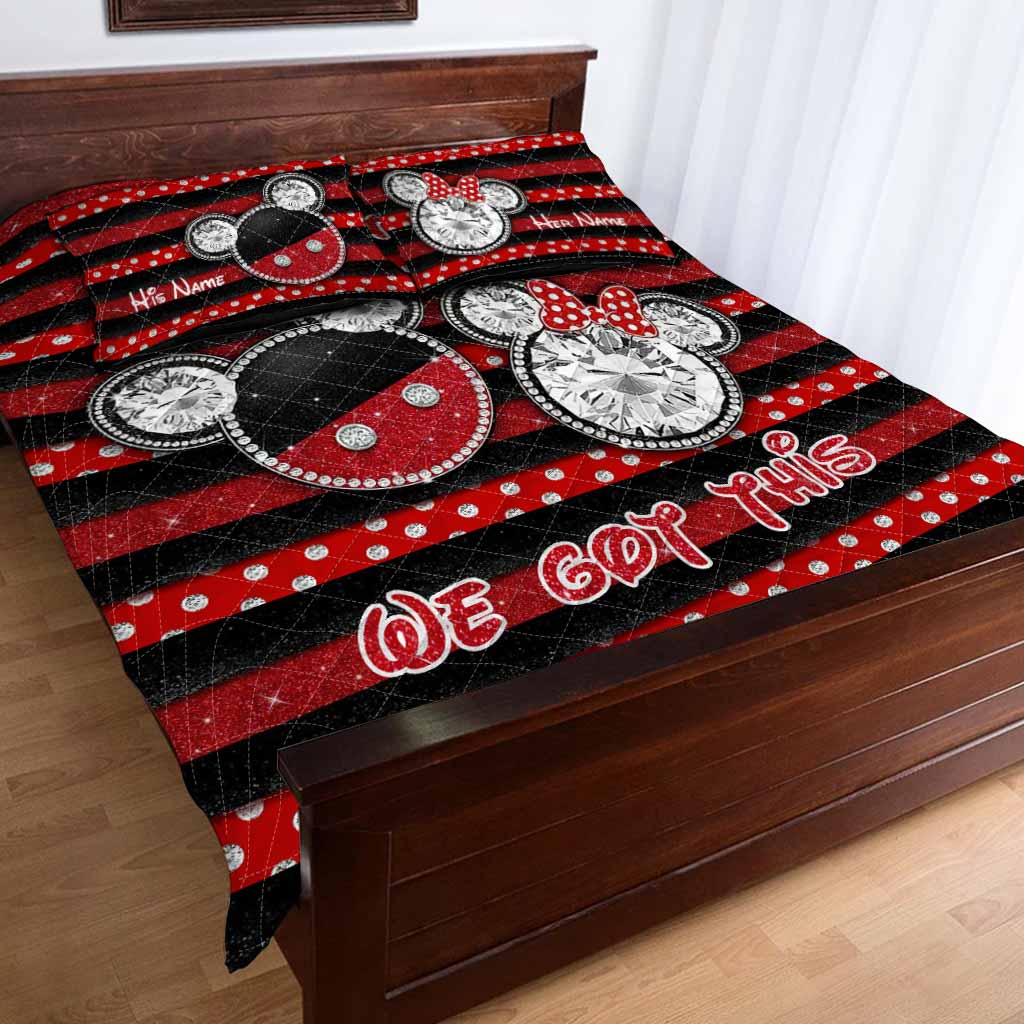 Personalized Couple Mouse Quilt Set with 3D Print for Anniversary or Valentine's Day Quilt Set GradoCreations