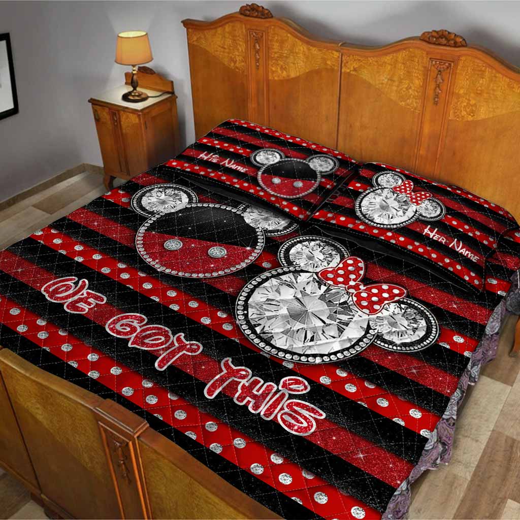 Personalized Couple Mouse Quilt Set with 3D Print for Anniversary or Valentine's Day Quilt Set GradoCreations
