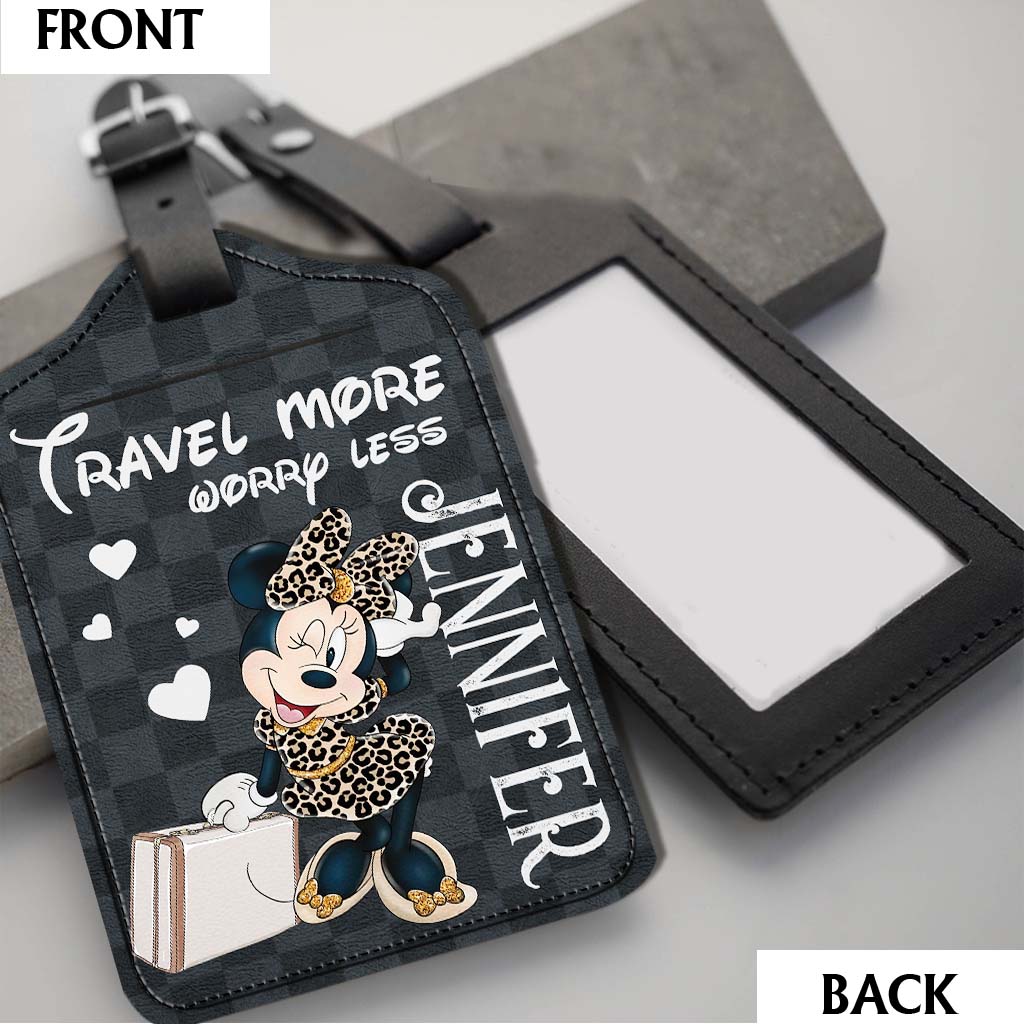Personalized Leather Luggage Tag Travel More Worry Less Gift for Mom Leather Luggage Tag GradoCreations