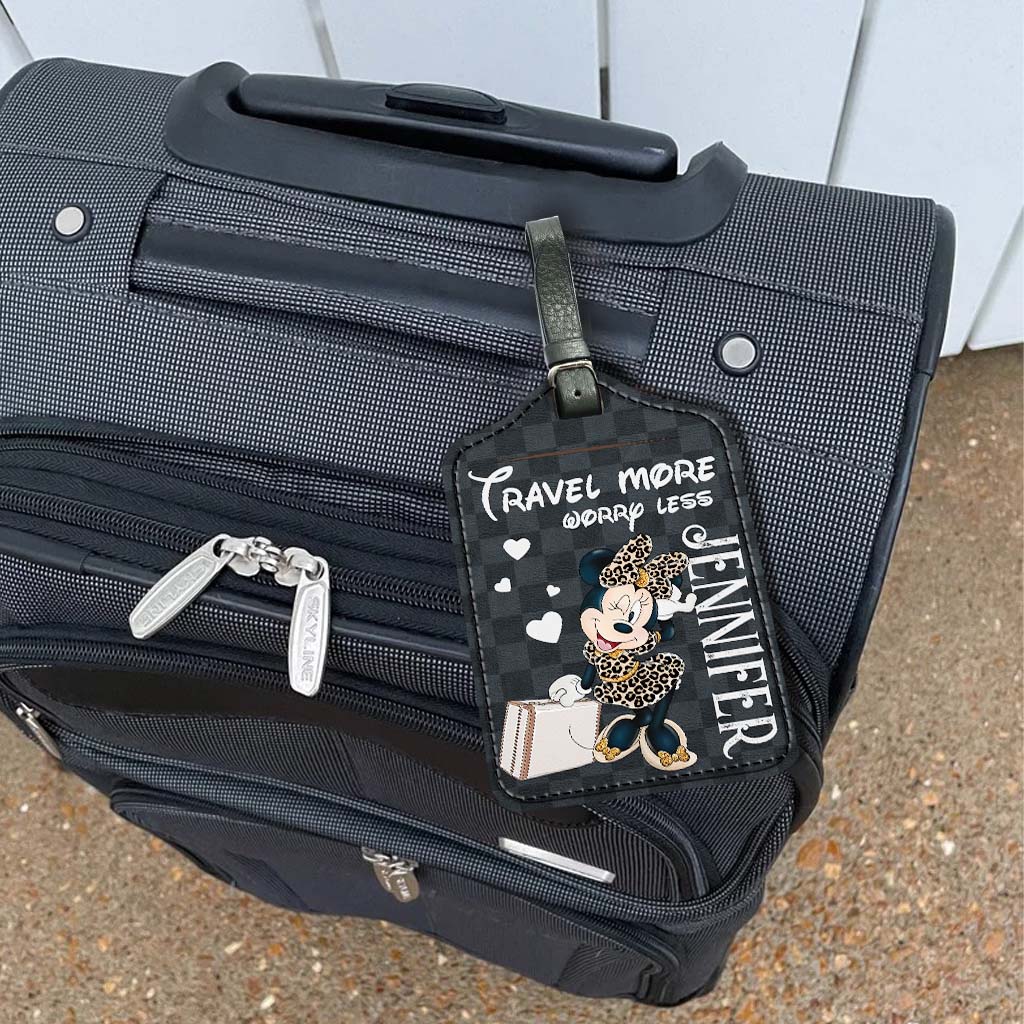 Personalized Leather Luggage Tag Travel More Worry Less Gift for Mom Leather Luggage Tag GradoCreations