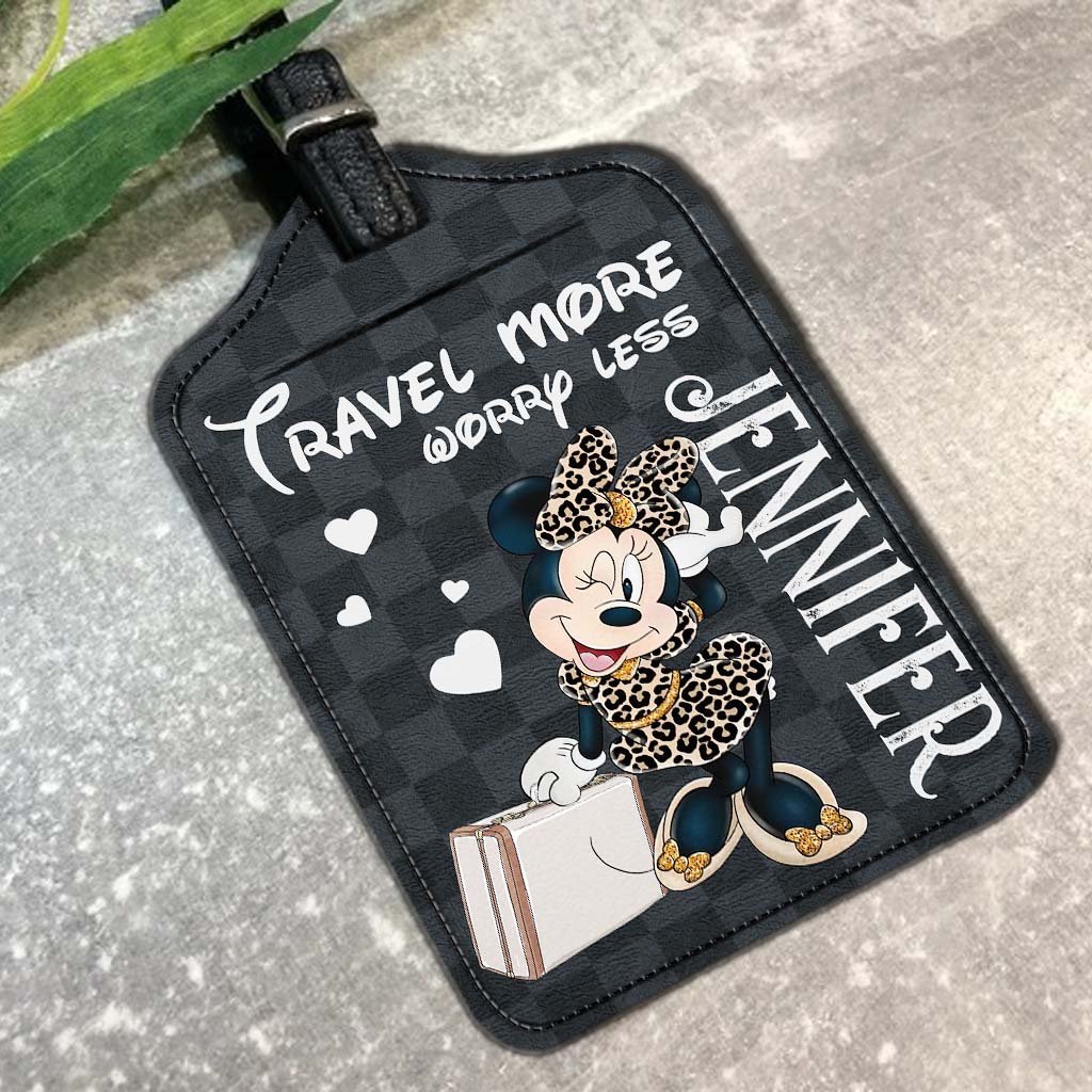 Personalized Leather Luggage Tag Travel More Worry Less Gift for Mom Leather Luggage Tag GradoCreations