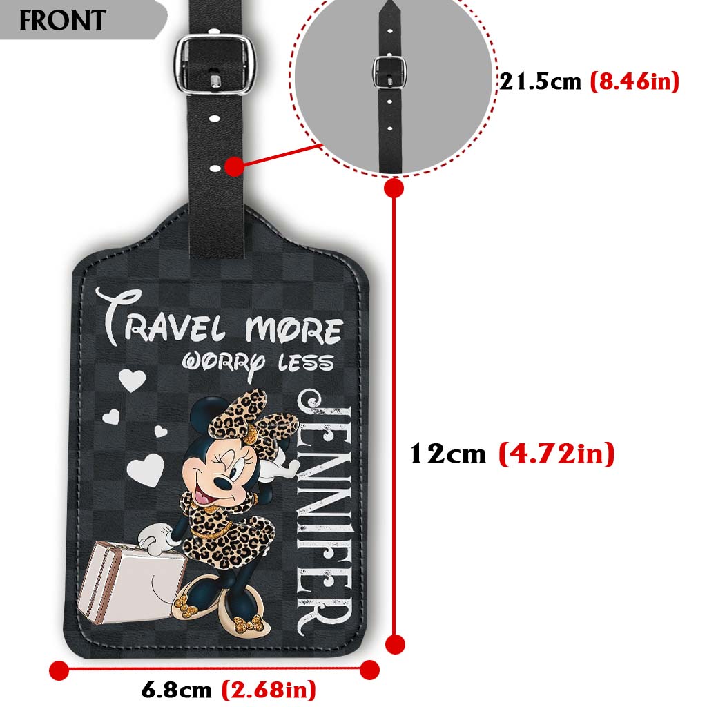 Personalized Leather Luggage Tag Travel More Worry Less Gift for Mom Leather Luggage Tag GradoCreations