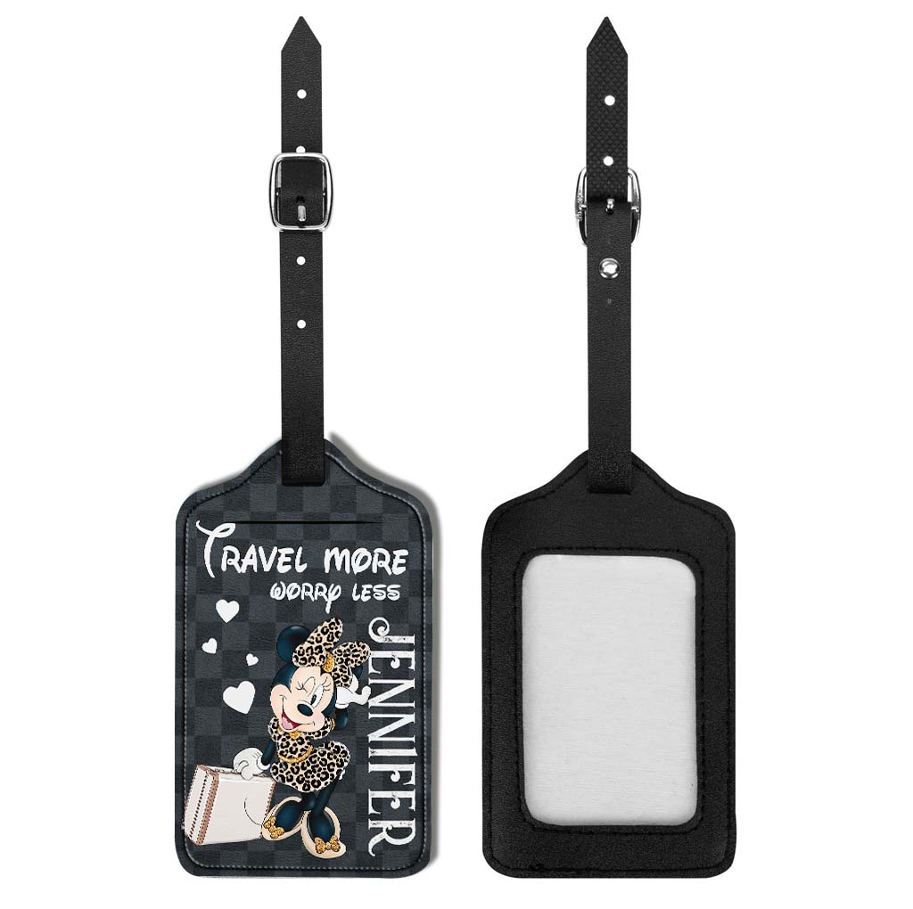 Personalized Leather Luggage Tag Travel More Worry Less Gift for Mom Leather Luggage Tag GradoCreations