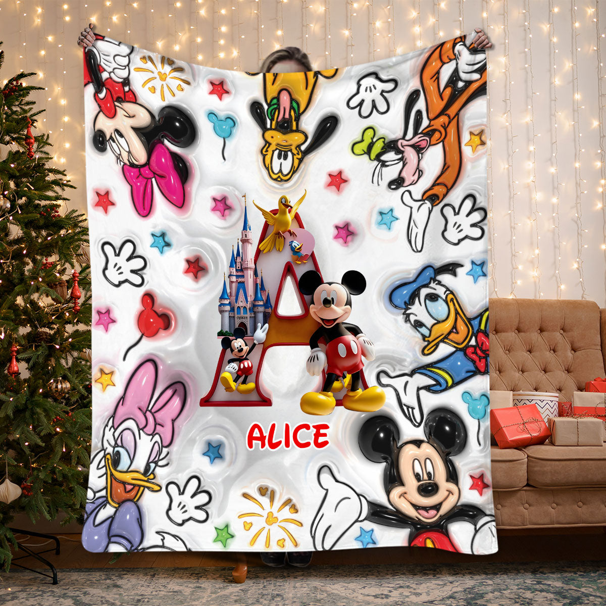 Personalized Disney Mouse Blanket Custom Name Gift for Kids Blanket GradoCreations