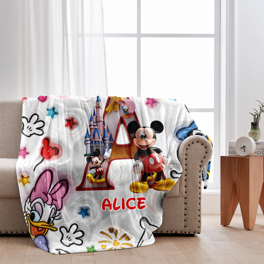 Personalized Disney Mouse Blanket Custom Name Gift for Kids Blanket GradoCreations