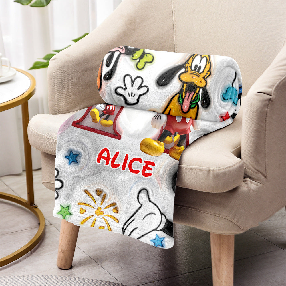 Personalized Disney Mouse Blanket Custom Name Gift for Kids Blanket GradoCreations