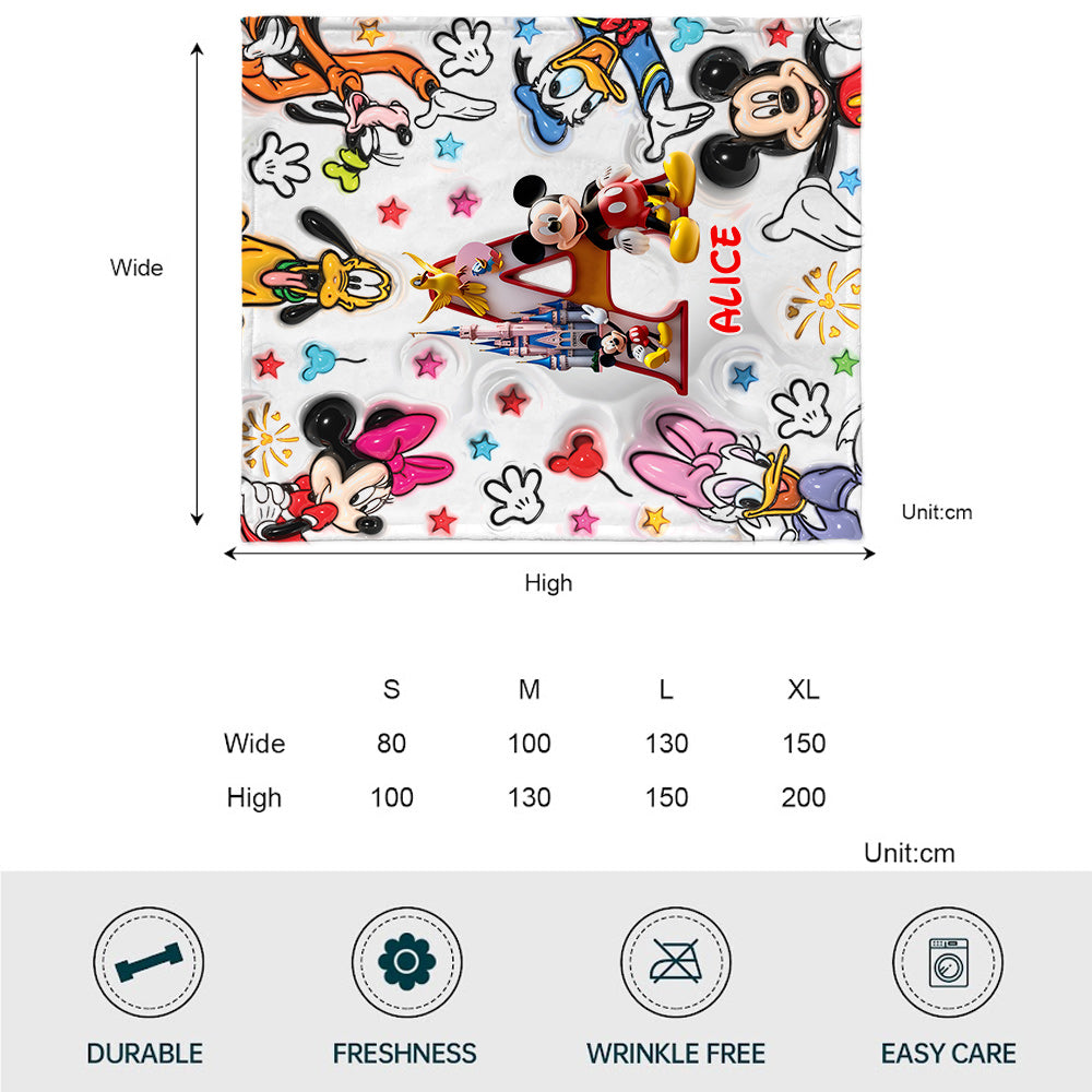 Personalized Disney Mouse Blanket Custom Name Gift for Kids Blanket GradoCreations