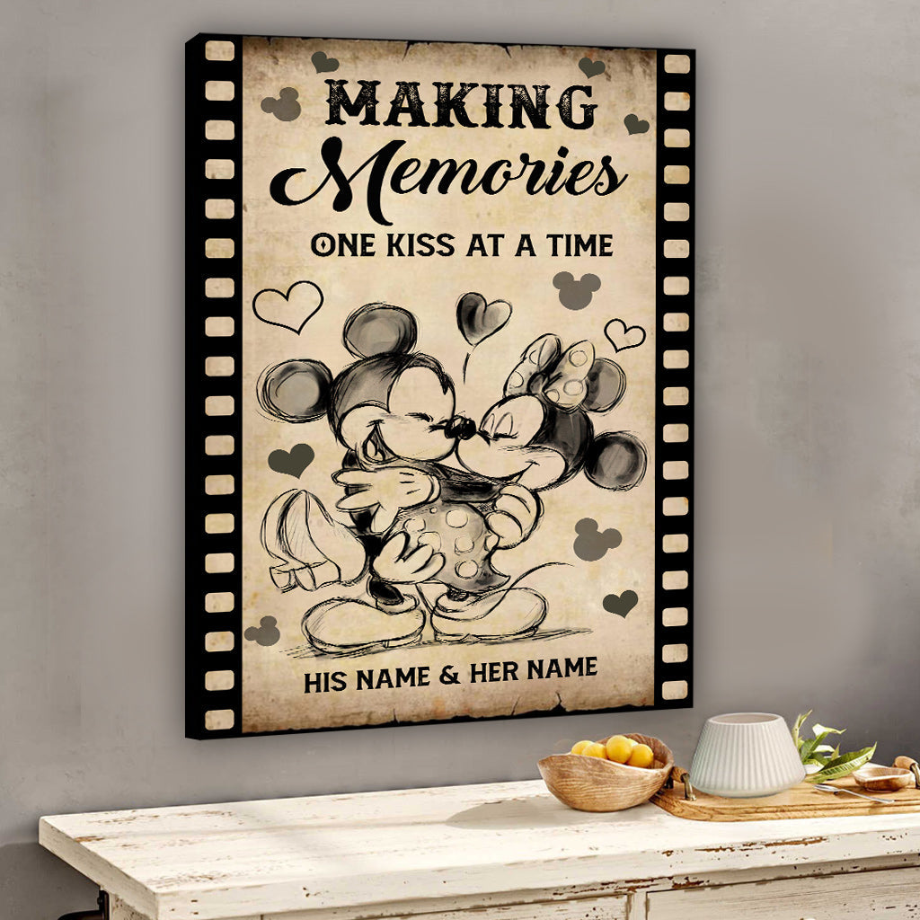 Personalized Couple Canvas Making Memories One Kiss At A Time Canvas and Poster GradoCreations