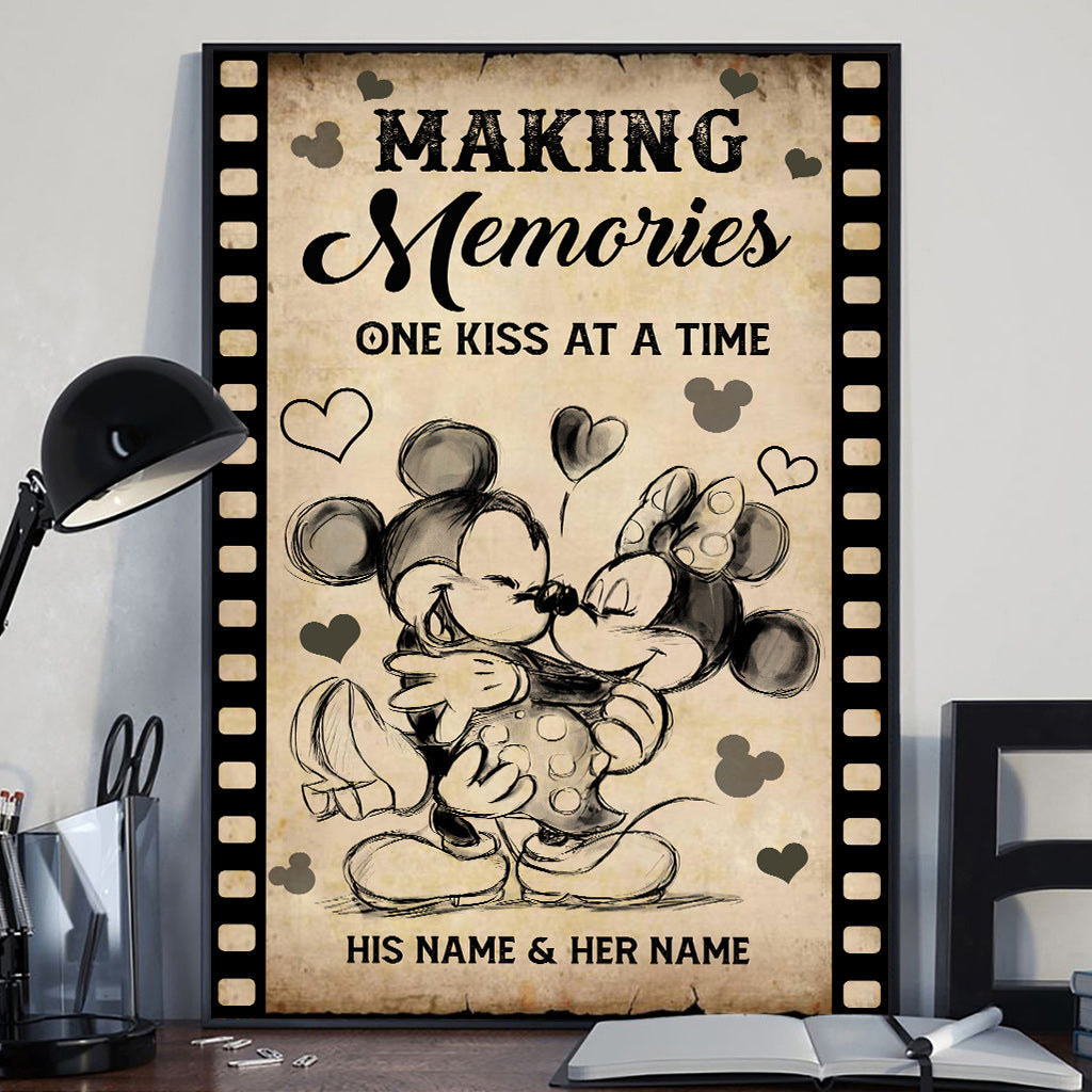 Personalized Couple Canvas Making Memories One Kiss At A Time Canvas and Poster GradoCreations