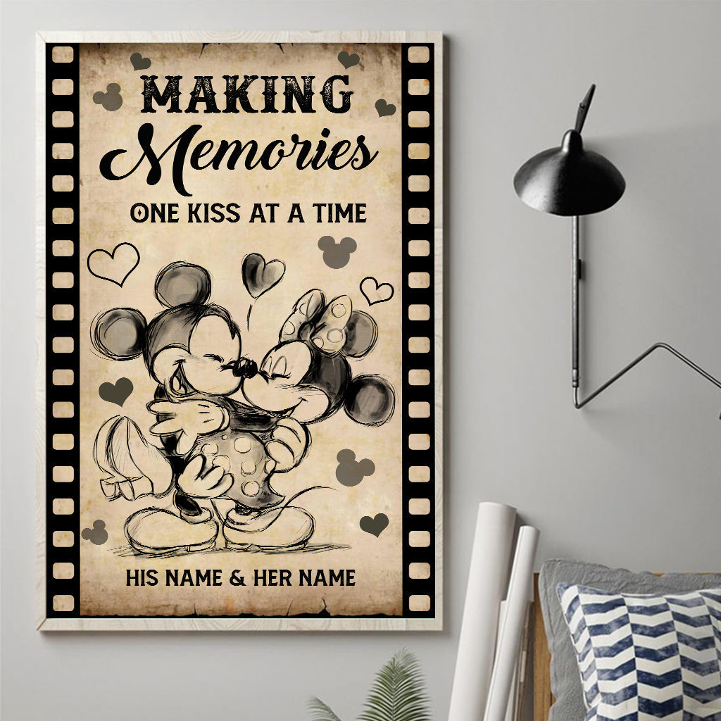 Personalized Couple Canvas Making Memories One Kiss At A Time Canvas and Poster GradoCreations