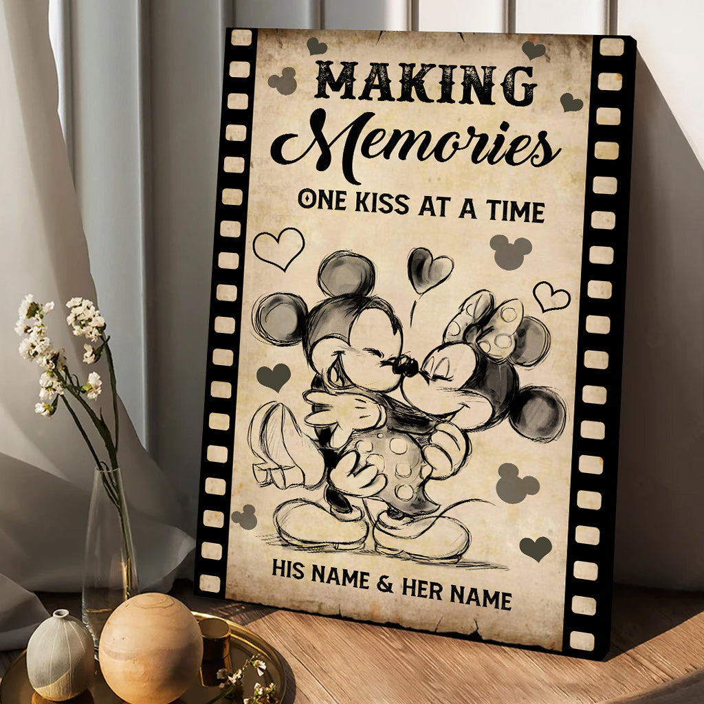 Personalized Couple Canvas Making Memories One Kiss At A Time Canvas and Poster GradoCreations