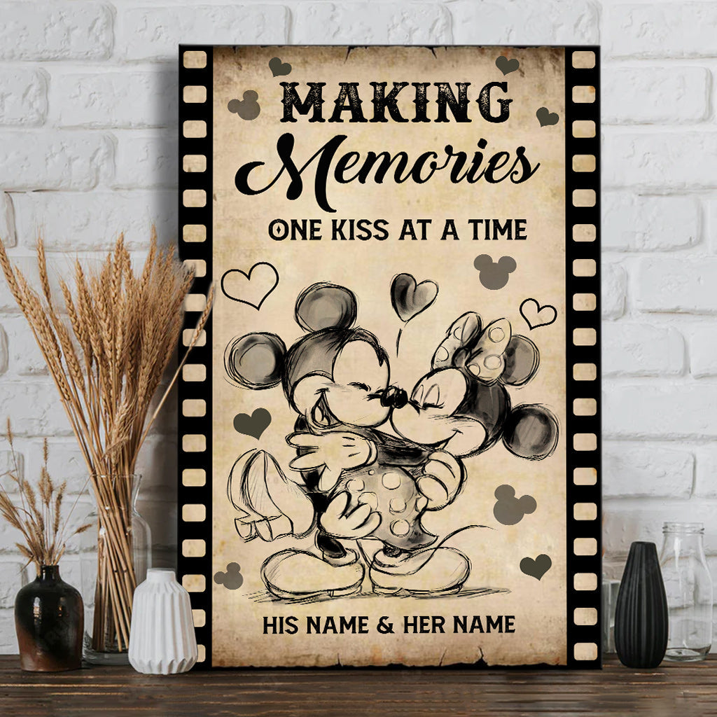 Personalized Couple Canvas Making Memories One Kiss At A Time Canvas and Poster GradoCreations