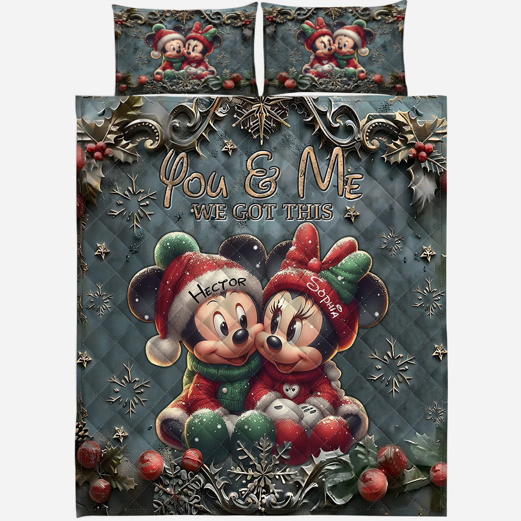 Personalized Mickey & Minnie Quilt Set Custom Name Gift for Couples Quilt Set GradoCreations