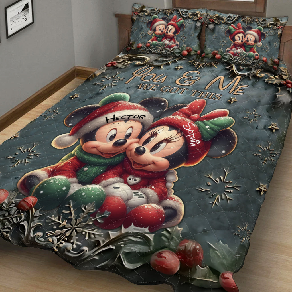 Personalized Mickey & Minnie Quilt Set Custom Name Gift for Couples Quilt Set GradoCreations