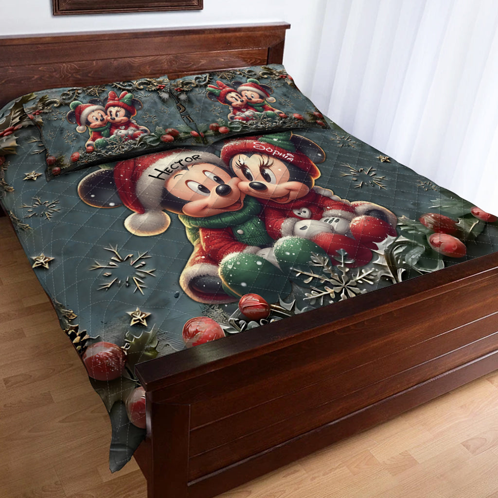 Personalized Mickey & Minnie Quilt Set Custom Name Gift for Couples Quilt Set GradoCreations