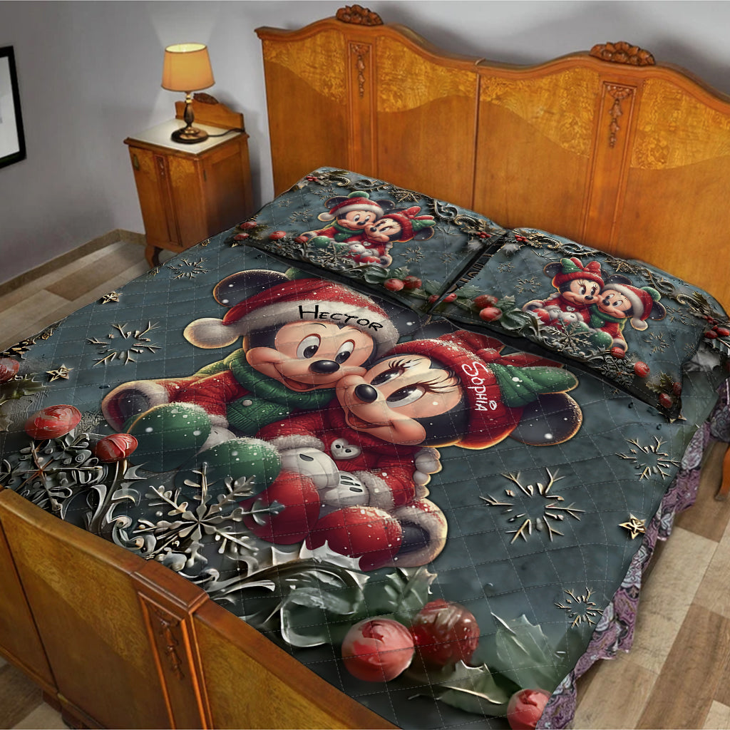 Personalized Mickey & Minnie Quilt Set Custom Name Gift for Couples Quilt Set GradoCreations