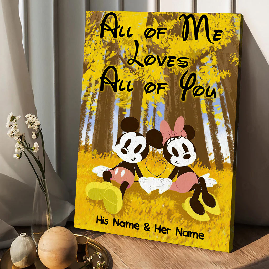Personalized Mouse Canvas Print with Names - Unique Couple Gift Canvas and Poster GradoCreations