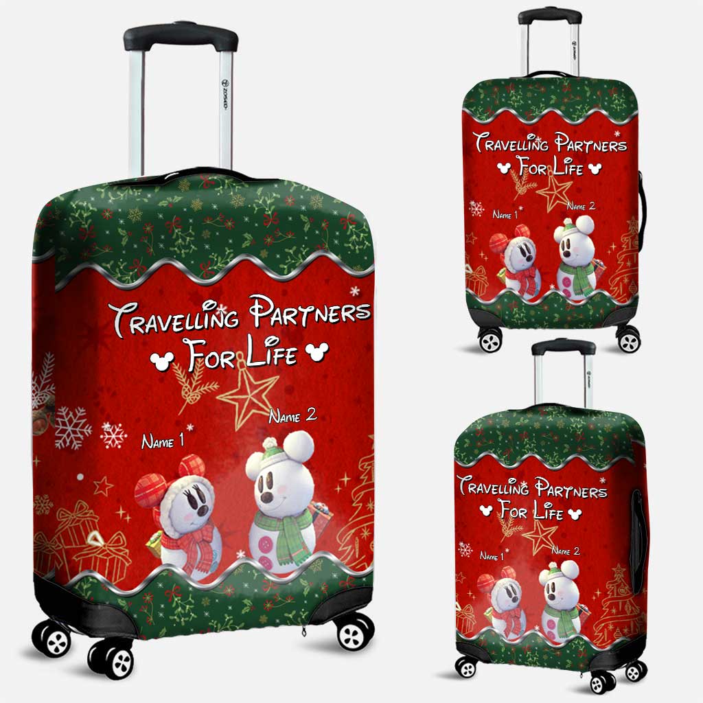 Personalized Christmas Mouse Luggage Cover Custom Names Travel Gift Luggage Cover GradoCreations