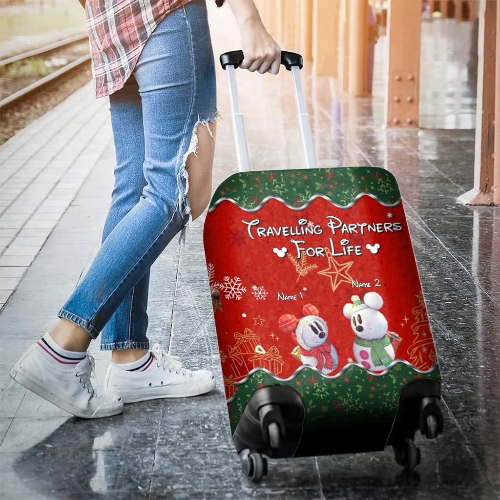 Personalized Christmas Mouse Luggage Cover Custom Names Travel Gift Luggage Cover GradoCreations