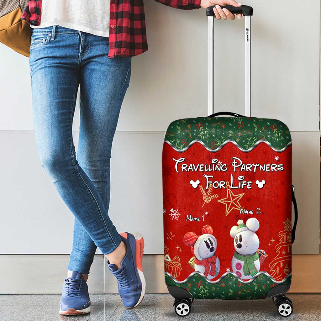 Personalized Christmas Mouse Luggage Cover Custom Names Travel Gift Luggage Cover GradoCreations