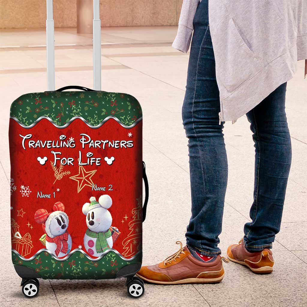 Personalized Christmas Mouse Luggage Cover Custom Names Travel Gift Luggage Cover GradoCreations