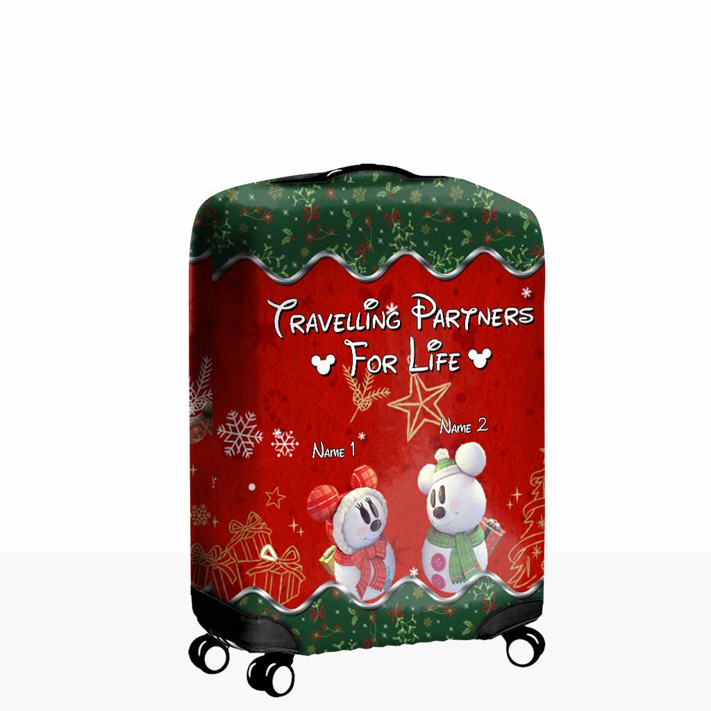 Personalized Christmas Mouse Luggage Cover Custom Names Travel Gift Luggage Cover GradoCreations