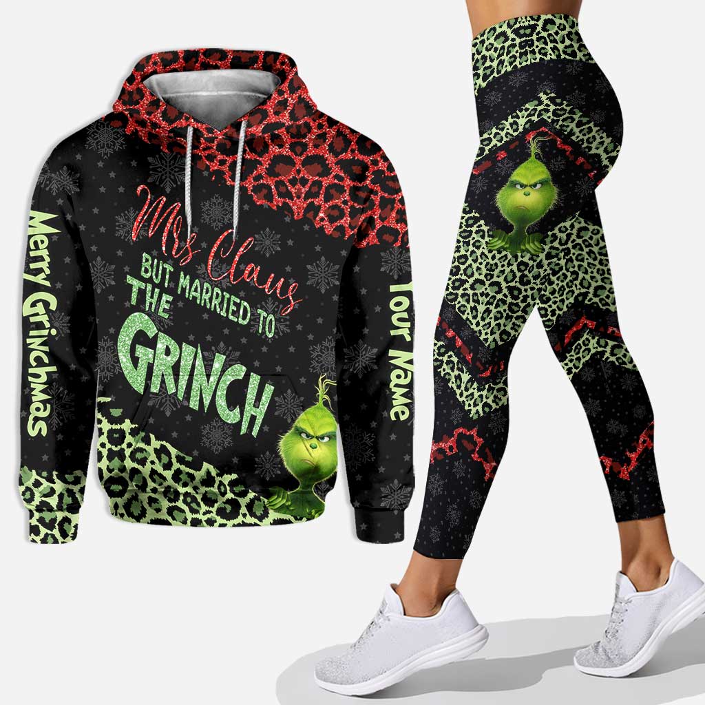 Personalized Grinch Couple Hoodie and Leggings Set for Christmas Hoodie & Leggings GradoCreations