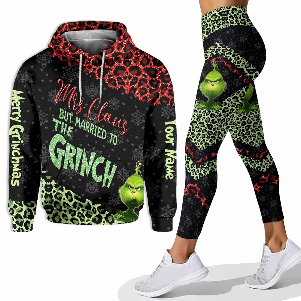 Personalized Grinch Couple Hoodie and Leggings Set for Christmas Hoodie & Leggings GradoCreations