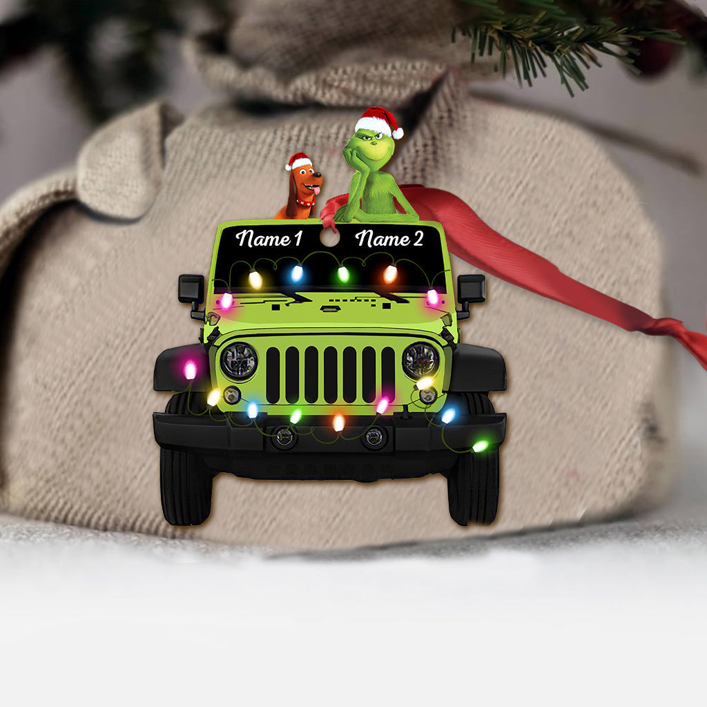 Personalized Christmas Car Ornament Custom Names Double-Sided Gift Ornament GradoCreations