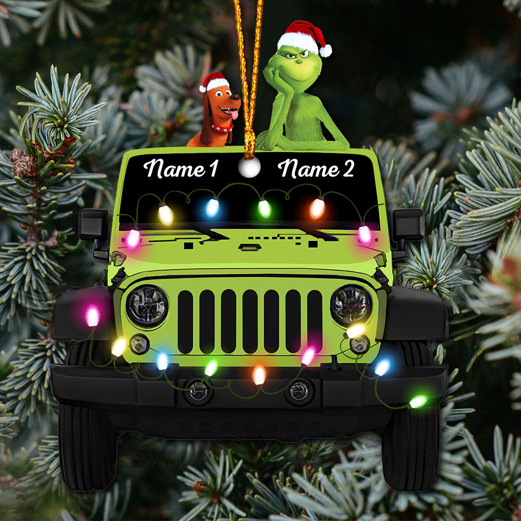 Personalized Christmas Car Ornament Custom Names Double-Sided Gift Ornament GradoCreations