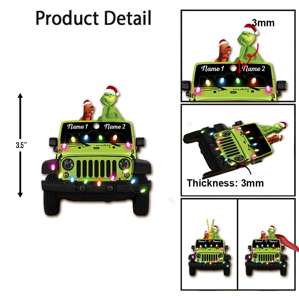 Personalized Christmas Car Ornament Custom Names Double-Sided Gift Ornament GradoCreations