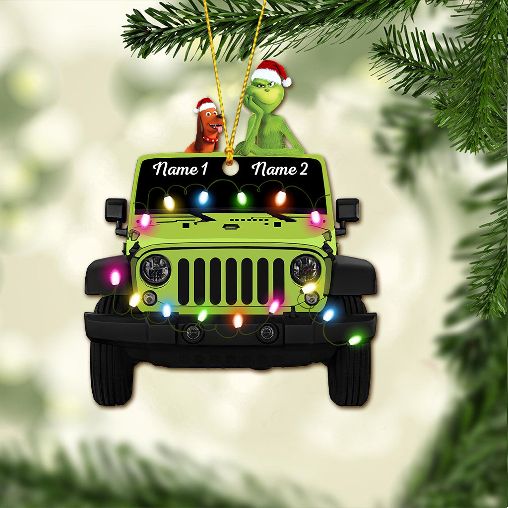 Personalized Christmas Car Ornament Custom Names Double-Sided Gift Ornament GradoCreations