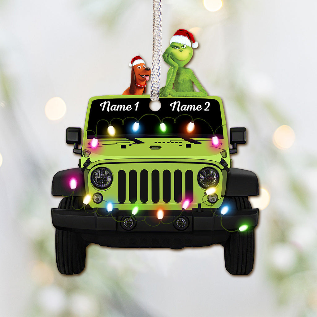Personalized Christmas Car Ornament Custom Names Double-Sided Gift Ornament GradoCreations