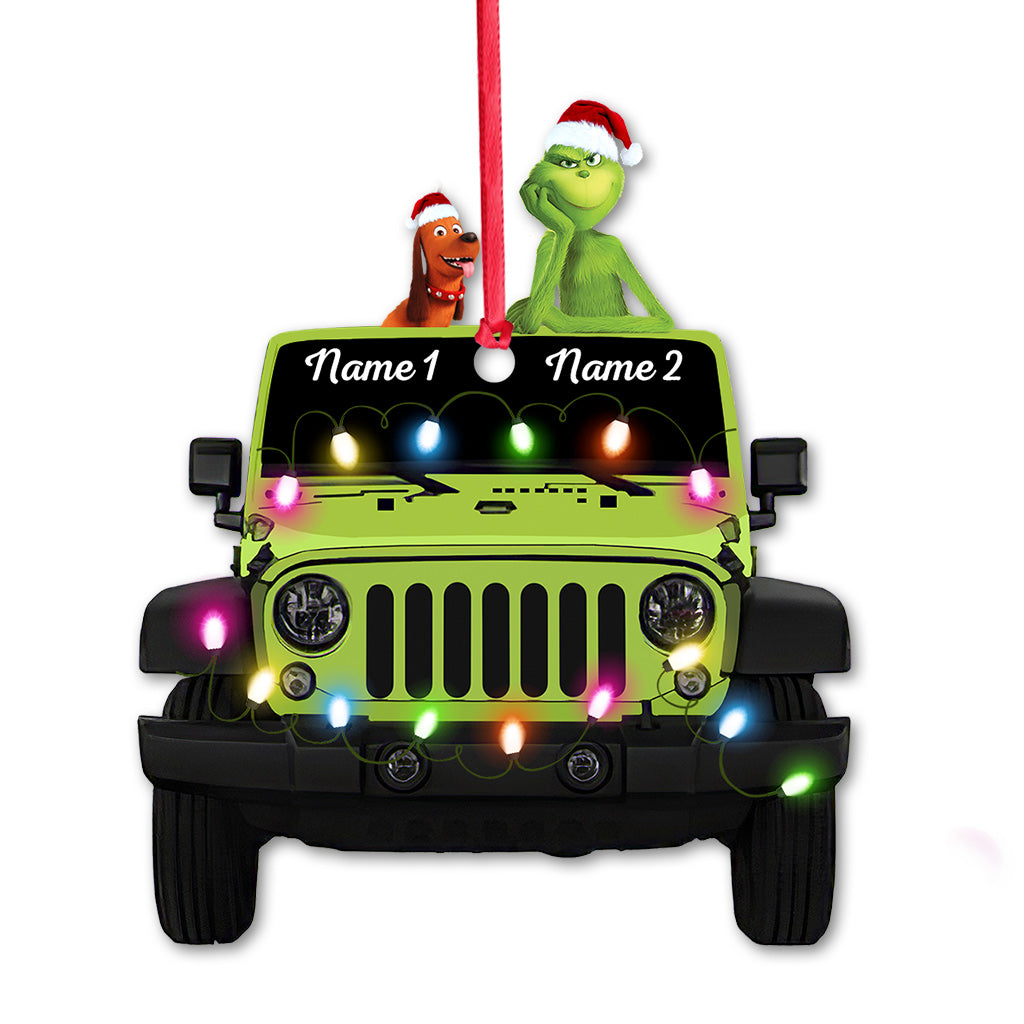 Personalized Christmas Car Ornament Custom Names Double-Sided Gift Ornament GradoCreations